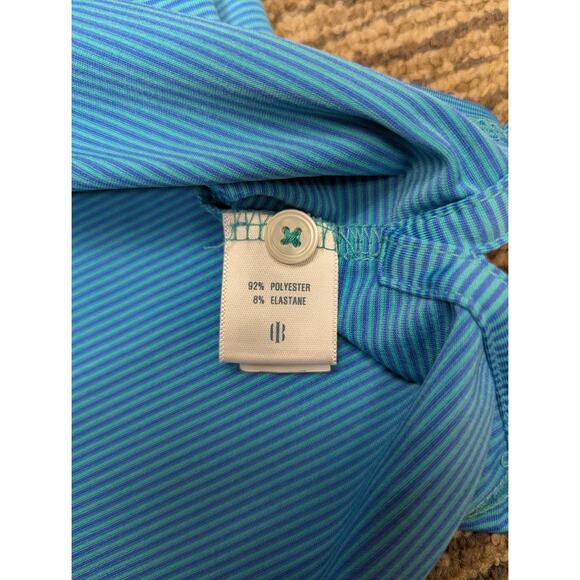 Holderness & Bourne Perkins Performance Striped Golf Polo Fiji Laguna Size M - Picture 8 of 10